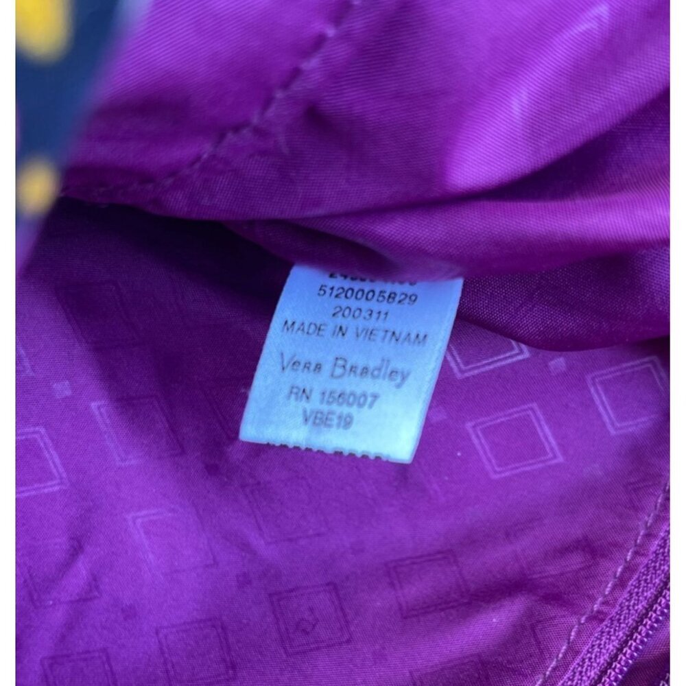 Vera Bradley Paisley Quilted Backpack Purple Pink blue Drawstring & Snap Closure - Picture 11 of 11